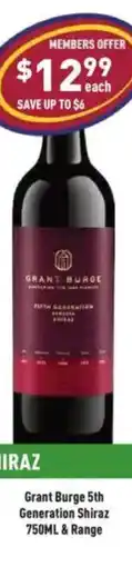 Liquor Legends Grant Burge 5th Generation Shiraz & Range offer