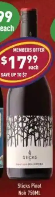 Liquor Legends Sticks Pinot Noir offer