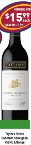 Liquor Legends Taylors Estate Cabernet Sauvignon& Range offer