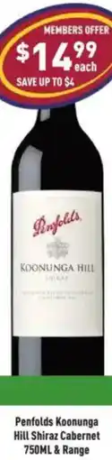 Liquor Legends Penfolds Koonunga Hill Shiraz Cabernet & Range offer