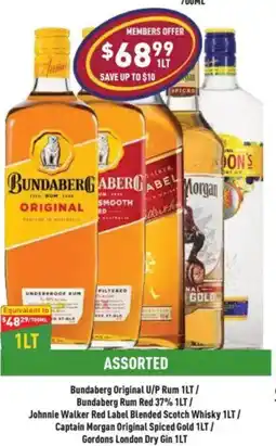 Liquor Legends Bundaberg Original U/P Rum / Bundaberg Rum Red 37% / Johnnie Walker Red Label Blended Scotch Whisky offer