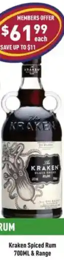 Liquor Legends Kraken Spiced Rum & Range offer
