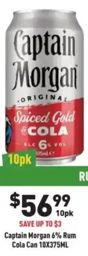 Liquor Legends Captain Morgan 6% Rum Cola Can offer