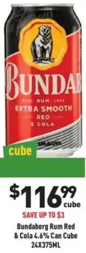 Liquor Legends Bundaberg Rum Red & Cola 4.6% Can Cube offer