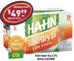 Liquor Legends Hahn Super Dry 3.5% Bottle offer