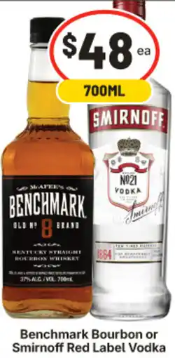 IGA Benchmark Bourbon or Smirnoff Red Label Vodka offer