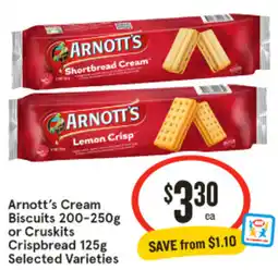 IGA Arnott's Cream Biscuits or Cruskits Crispbread offer