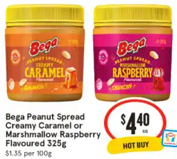 IGA Bega Peanut Spread Creamy Caramel or Marshmallow Raspberry Flavoured offer