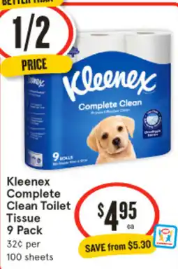 IGA Kleenex Complete Clean Toilet Tissue offer