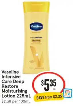 IGA Vaseline Intensive Care Deep Restore Moisturising Lotion offer