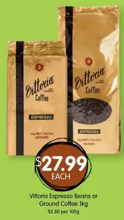 Spudshed Vittoria Espresso Beans or Ground Coffee offer