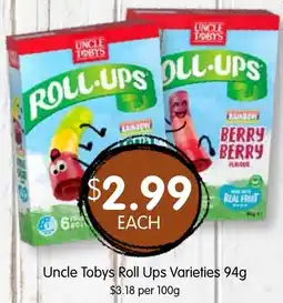 Spudshed Uncle Tobys Roll Ups Varieties offer