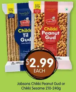 Spudshed Jabsons Chikki Peanut Gud or Chikki Sesame offer