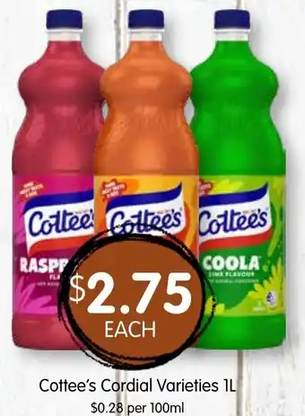 Spudshed Cottee's Cordial Varieties offer