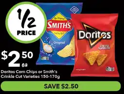 Ritchies Doritos Corn Chips or Smith's Crinkle Cut Varieties offer