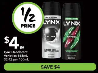 Ritchies Lynx Deodorant Varieties offer