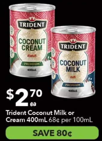 Ritchies Trident Coconut Milk or Cream offer