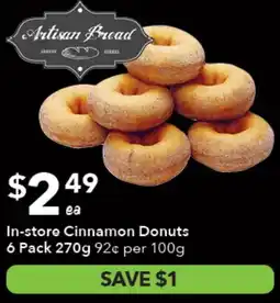 Ritchies In-store Cinnamon Donuts offer