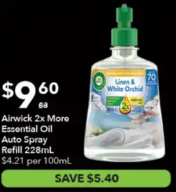Ritchies Airwick 2x More Essential Oil Auto Spray Refill offer