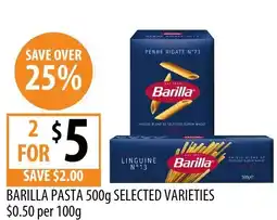 Supabarn Barilla pasta selected varieties offer