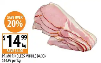 Supabarn Primo rindless middle bacon offer