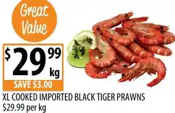 Supabarn Xl cooked imported black tiger prawns offer