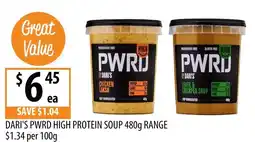 Supabarn Dari's pwrd high protein soup range offer