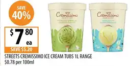 Supabarn Streets cremissimo ice cream tubs range offer