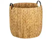 Howards Large Water Hyacinth Round Basket with Metal Handle