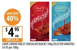 Supabarn Lindt lindor tablet chocolate blocks offer
