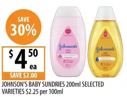 Supabarn Johnsons baby sundries offer