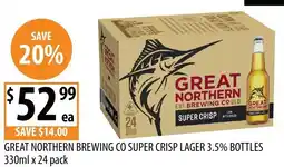 Supabarn Great northern brewing co super crisp lager 3.5% bottles offer