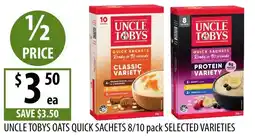 Supabarn Uncle tobys oats quick sachets offer