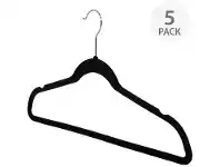 Howards Flocked Hangers with Bar 5 Pack - Black