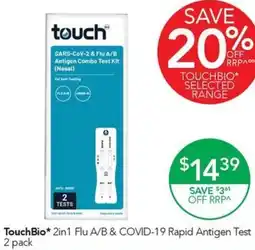 Terry White Touchbio 2in1 flu a/b & covid 19 rapid antigen test offer