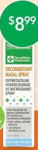 Terry White Terrywhite chemmart decongestant nasal spray offer