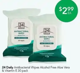 Terry White 24 Daily Antibacterial Wipes Alcohol Free Aloe Vera & Vitamin E offer