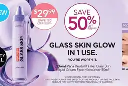 Terry White L Oréal Paris Revitalift Filler Glass Skin Liquid Cream Face Moisturiser offer