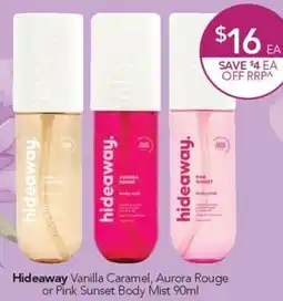Terry White Hideaway Vanilla Caramel Aurora Rouge or Pink Sunset Body Mist offer