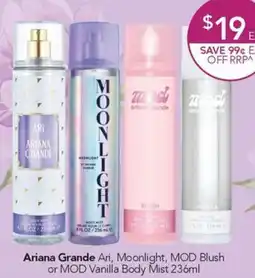 Terry White Ariana Grande Ari Moonlight MOD Blush or MOD Vanilla Body Mist offer