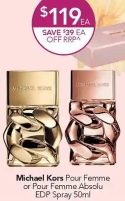 Terry White Michael Kors Pour Femme or Pour Femme Absolu EDP Spray offer