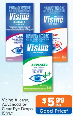 Good Price Pharmacy Visine Allergy Advanced or Clear Eye Drops offer