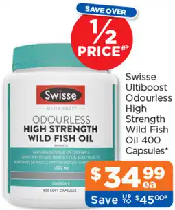 Good Price Pharmacy Swisse Ultiboost Odourless High Strength Wild Fish Oil offer