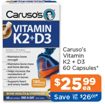 Good Price Pharmacy Caruso's Vitamin K2 + D3 offer