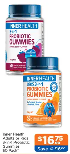Good Price Pharmacy Inner Health Adults or Kids 3 in 1 Probiotic Gummies offer