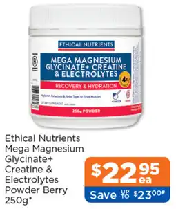 Good Price Pharmacy Ethical Nutrients Mega Magnesium Glycinate+ Creatine & Electrolytes Powder Berry offer