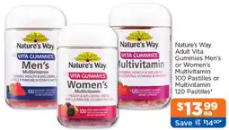 Good Price Pharmacy Natures Way Adult Vita Gummies Mens or Womens Multivitamin 100 Pastilles or Multivitamin 120 Pastilles offer