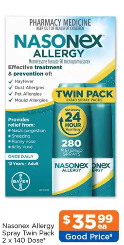 Good Price Pharmacy Nasonex Allergy Spray Twin Pack 2 x 140 Dose offer