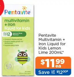 Good Price Pharmacy Pentavite Multivitamin + Iron Liquid for Kids Lemon Lime offer