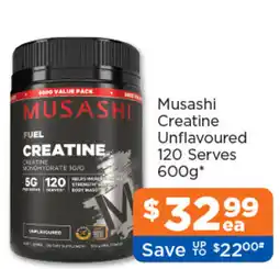 Good Price Pharmacy Musashi Creatine Unflavoured 120 Serves offer